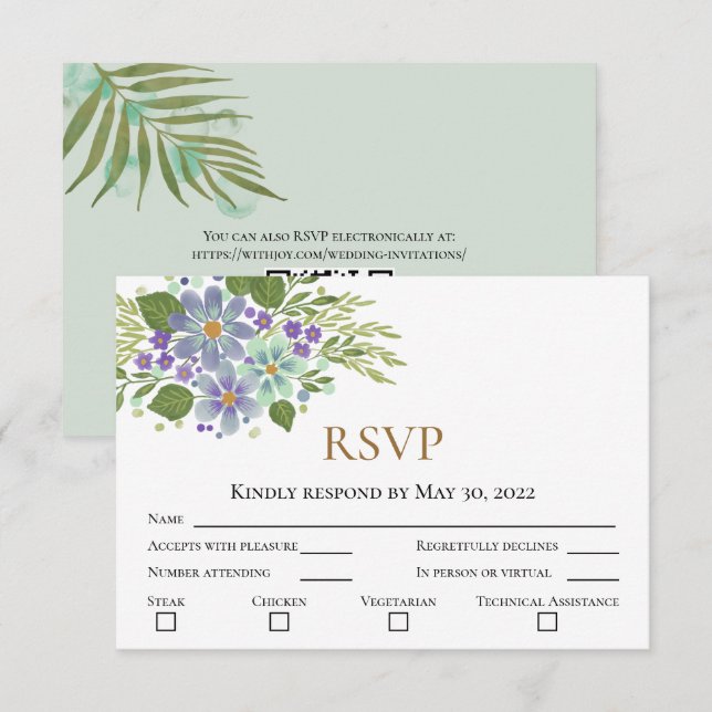 Watercolor deja 04b Wedding RSVP con foto (Anverso / Reverso)