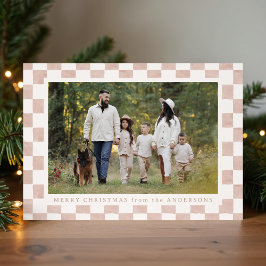 Watercolor Dusty Rosa Gingham Navidad Foto