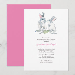 Watercolor Easter Bunny Invitaciones a Chicas Cump