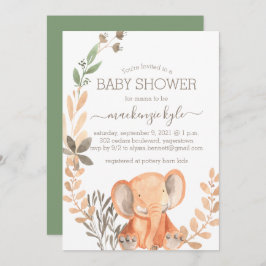Watercolor Elephant Boho Safari Baby Shower