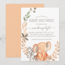 Watercolor Elephant Boho Safari Baby Shower