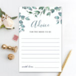 Watercolor Eucalyptus Greenery Tarjeta de consejo<br><div class="desc">Tarjeta de Consejos de Agua Eucalyptus Greenery. Personalice con la novia el nombre y la fecha de la ducha. Para una mayor personalización,  haga clic en el enlace "personalizar adicional". Si necesitas ayuda,  ponte en contacto conmigo,  por favor.</div>