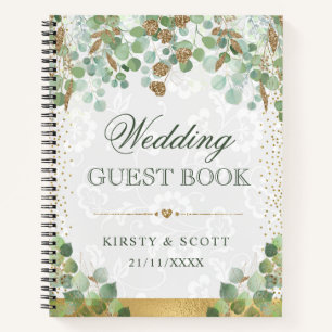 Watercolor Eucalyptus y el libro de invitados Gold