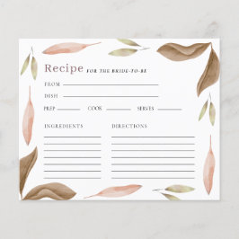 Watercolor Fall deja tarjeta de receta para ducha 