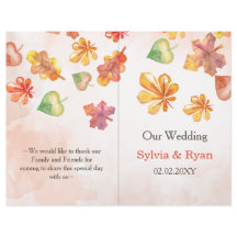 Watercolor Fall Leaves libro Programa de matrimoni