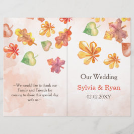 Watercolor Fall Leaves libro Programa de matrimoni