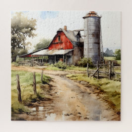 Watercolor Farmhouse con el rompecabezas de Silo
