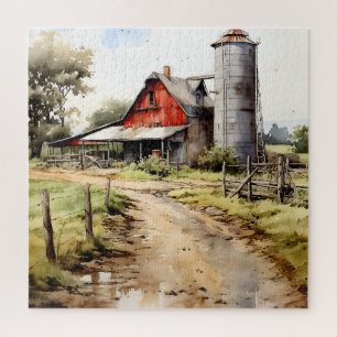 Watercolor Farmhouse con el rompecabezas de Silo