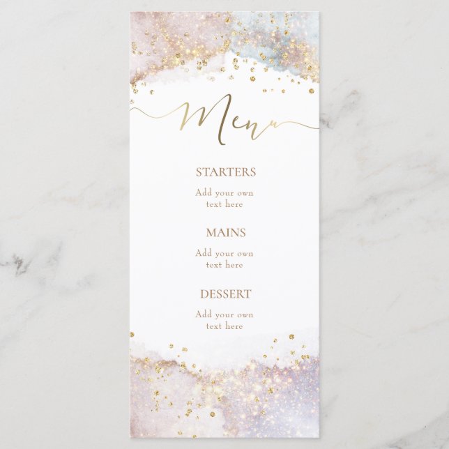 watercolor faux glitter Menu (Anverso)
