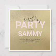 Watercolor Faux Gold y Pink Birday Party