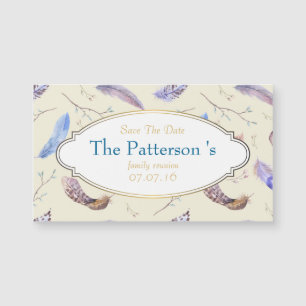 Watercolor Feathers Reunión Familiar Guardar Fecha