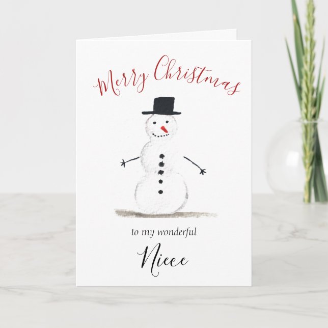 Watercolor Feliz Navidad Snowman Niece (Anverso)