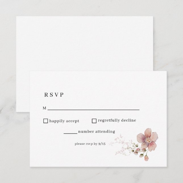 Watercolor Flor silvestre Wedding RSVP (Anverso / Reverso)