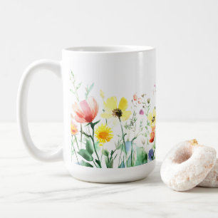 Watercolor Floral Artístico 🌺 taza de café 15oz