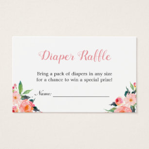 Watercolor Floral Baby Shower Diaper Raffle Ticket