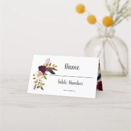 Watercolor Floral Boho Moda tarjetas de mesa boda