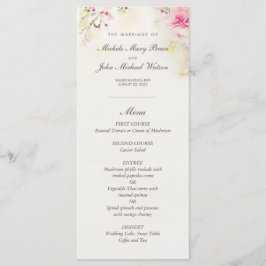 Watercolor Floral Boho Vintage Wedding Menú