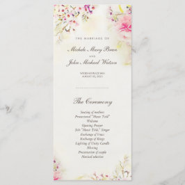 Watercolor Floral Boho Wedding Program Tarjetas pa