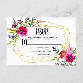 Watercolor Floral Gold Geométrico RSVP