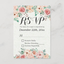 Watercolor Floral & Gold Script Wedding Respuesta 
