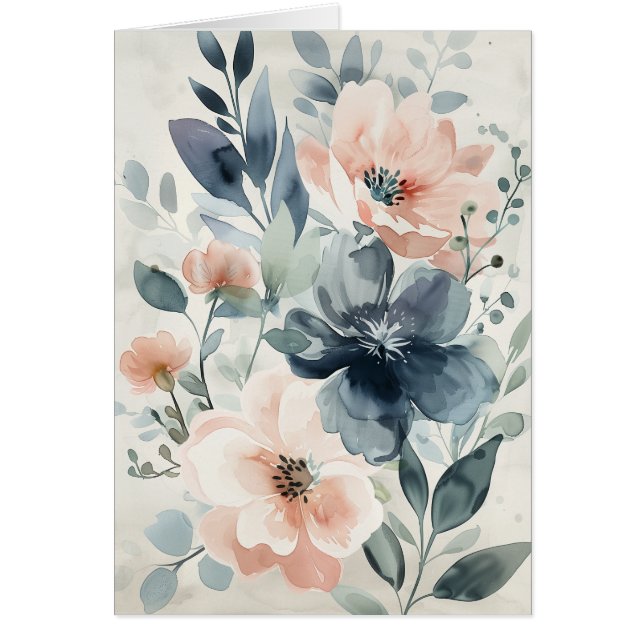 Watercolor Floral Greeting Notecard Blank (Frente)