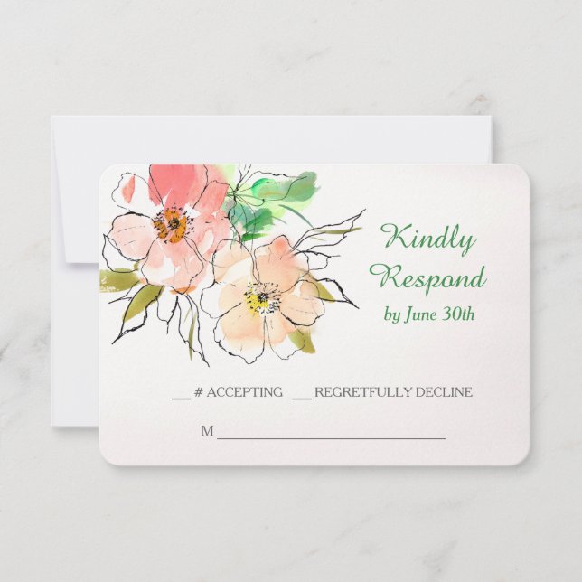 Watercolor Floral Impression Wedding RSVP (Anverso)