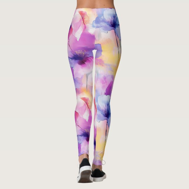 Watercolor Floral Pastel Leggings (Reverso)