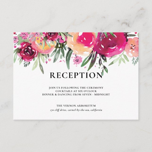 Watercolor Floral Recepción de boda rosa (Anverso)
