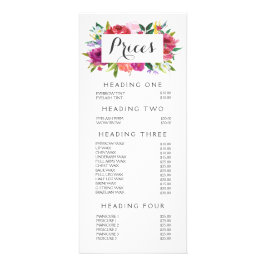 Watercolor Floral Salon Stylist Menu List