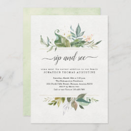 Watercolor Floral Sip y Ver Invitación