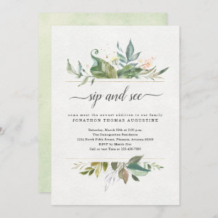 Watercolor Floral Sip y Ver Invitación