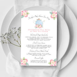 Watercolor Floral Tea Fiesta   Menú Baby Shower