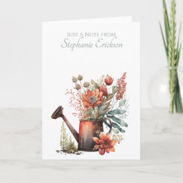 Watercolor Floral Watering Can, Rustic Botanical