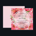 Watercolor Floral Wedding Invitations<br><div class="desc">Elegant peonies and garden wildflowers in shades of pink plus your wording in chic lettering on a white circle overlay are beautiful wedding invitations. Back of the invitation is pale cream or any color you choose (use our design tools to change.) If you like thicker paper, use the Matte paper...</div>