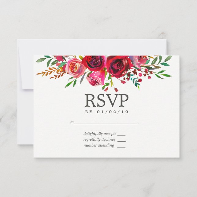 Watercolor Floral Wedding RSVP (Anverso)