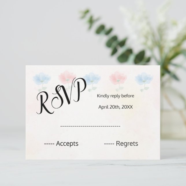 Watercolor floral Wedding RSVP CARD (Anverso de pie)