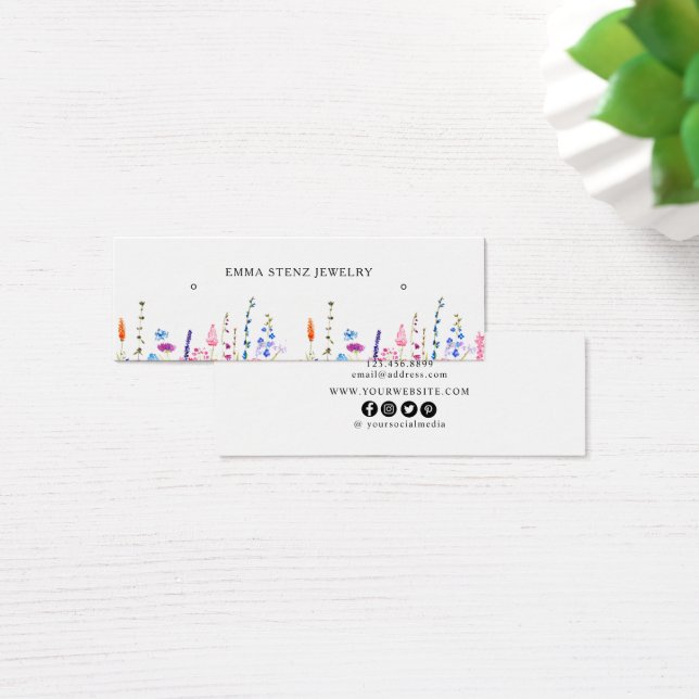 Watercolor Flores silvestres Earl Hoop Stud Mini C (Escritorio)