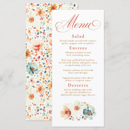 Watercolor Flores silvestres Menú Boho Fall Weddin