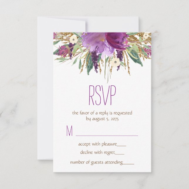 Watercolor Flower Wedding RSVP (Anverso)