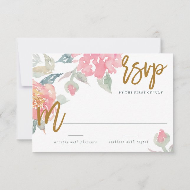 WATERCOLOR GARDEN WEDDDING respuesta tarjeta RSVP (Anverso)