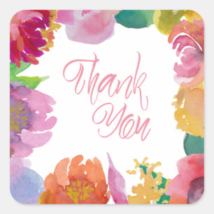 Watercolor Garden Wedding Gracias Pegatinas