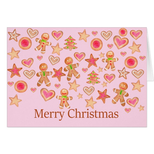 Watercolor Gingerbread Cookes Feliz Navidad (Anverso (Horizontal))