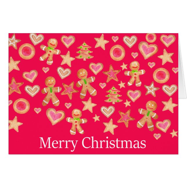 Watercolor Gingerbread Cookes Feliz Navidad (Anverso (Horizontal))
