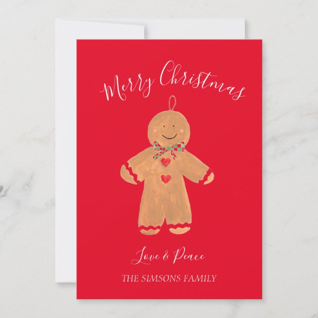 Watercolor Gingerbread Man Feliz Navidad Dulce (Anverso)