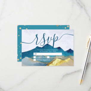 Watercolor Gold Mountain Wedding RSVP Kindly Respo