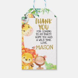 Watercolor Gold Safari Animales etiqueta de favor