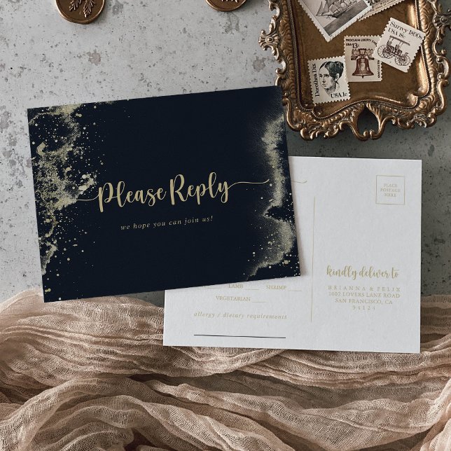 Watercolor Gold Splash Menú Elección RSVP (Subido por el creador)