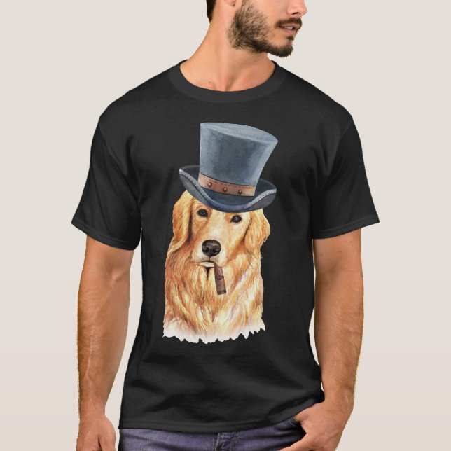 Watercolor Golden Retriever Top Hat (Anverso)