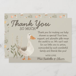Watercolor Goose Baby Shower - Tarjeta de agradeci
