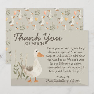 Watercolor Goose Baby Shower - Tarjeta de agradeci
